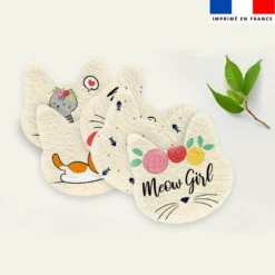 Coupon lingettes lavables motif chat roux et gris fond beige