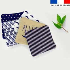 Coupon lingettes lavables motif homme gentleman bleu marine