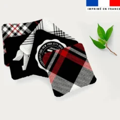 Coupon lingettes lavables motif tartan rouge et noir