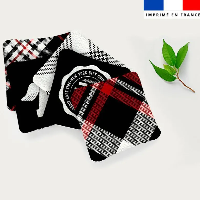 Coupon lingettes lavables motif tartan rouge et noir