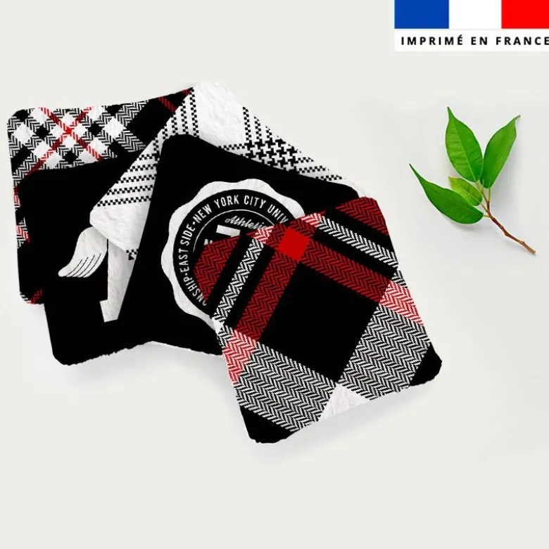 Coupon lingettes lavables motif tartan rouge et noir