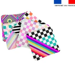 Coupon lingettes lavables motif damier arc-en-ciel - Création Lili Bambou Design