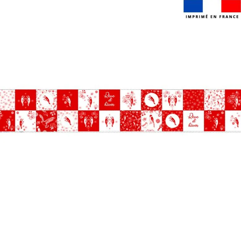 Coupon lingettes lavables motif oiseaux rouges - Création Lili Bambou Design