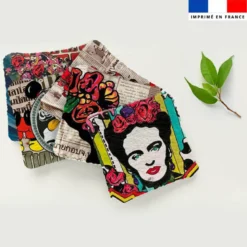 Coupon lingettes lavables motif femme mexicaine - Création Anne-Sophie Dozoul