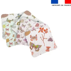 Coupon lingettes lavables motif papillons d'automne écru - Création Lili Bambou Design