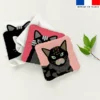 Coupon lingettes lavables motif chat roseet noir - Création Lita Blanc