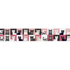 Coupon lingettes lavables motif chat roseet noir - Création Lita Blanc