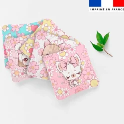 Coupon lingettes lavables motif chiens et chats fleurs - Création Jolifox