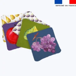 Coupon lingettes lavables motif fruits et feuilles d'automne - Création Cat&Colours