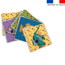 Coupon lingettes lavables motif poisson jaune et bleu - Création Lili Bambou Design