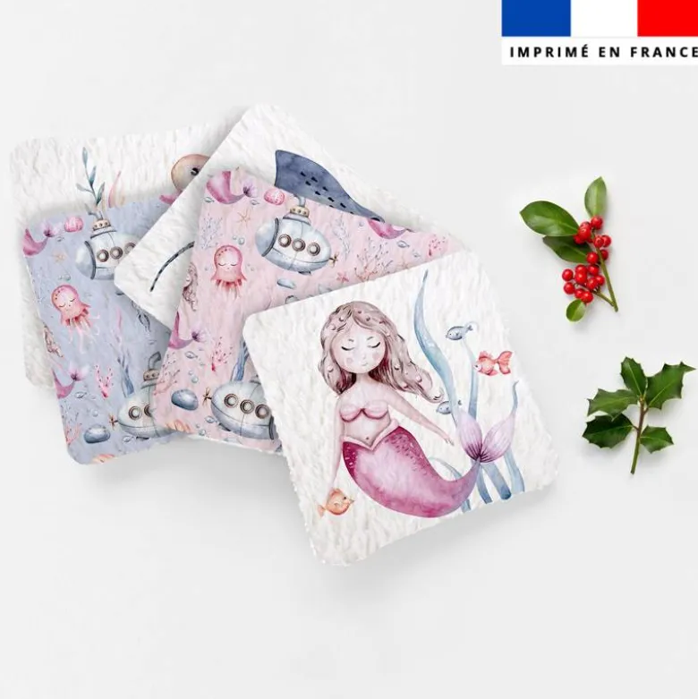 Coupon lingettes lavables motif animaux aquatiques rose