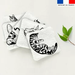 Coupon lingettes lavables motif chats - Création Pilar Berrio