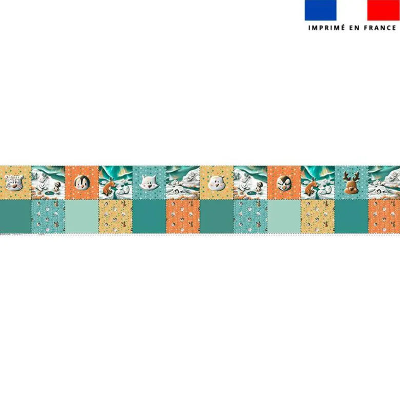 Coupon lingettes lavables motif animaux du froid vert et orange - Création Stillistic