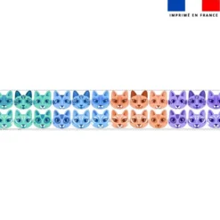 Coupon lingettes lavables motif têtes de chats colorées - Création Pilar Berrio