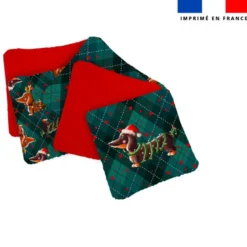 Coupon lingettes lavables motif Teckels de Noël - Création Stillistic