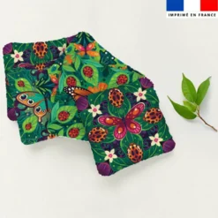 Coupon lingettes lavables motif papillon vert - Création Pilar Berrio
