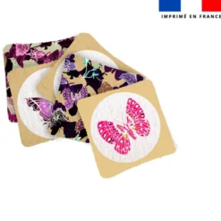 Coupon lingettes lavables motif papillons beige - Création Lili Bambou Design