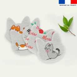 Coupon lingettes lavables motif chat gris et roux fond gris