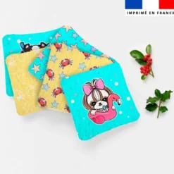 Coupon lingettes lavables motif chien à la playa - Création Jolifox