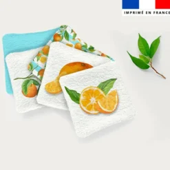 Coupon lingettes lavables motif oranges et fleurs d'oranger