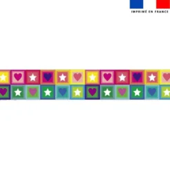 Coupon lingettes lavables motif coeur et étoile multicolore - Création Lita Blanc