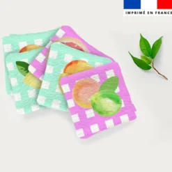 Coupon lingettes lavables motif fruits acidulés vichy - Création Lili Bambou Design