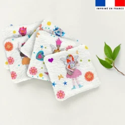 Coupon lingettes lavables motif poupée fantaisie - Création Lita Blanc