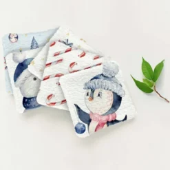 Coupon lingettes lavables motif pingouin de Noel