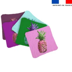 Coupon lingettes lavables motif ananas multicolores - Création Cat&Colours
