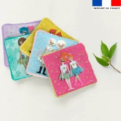 Coupon lingettes lavables motif poupée rétro - Création Lita Blanc