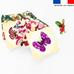 Coupon lingettes lavables motif papillons jaunes - Création Lili Bambou Design