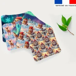 Coupon lingettes lavables motif animaux de noël