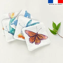 Coupon lingettes lavables motif papillons - Création Pilar Berrio