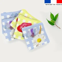 Coupon lingettes lavables motif fleurs champêtres vichy - Création Lili Bambou Design