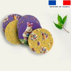 Coupon lingettes lavables rondes motif poule et oeufs de Pâques - Création Stillistic