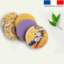 Coupon lingettes lavables rondes motif licorne toboggan - Création Stillistic