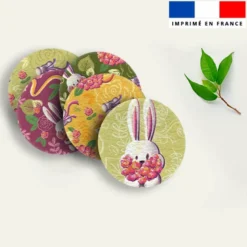 Coupon lingettes lavables rondes motif lapin printanier - Création Stillistic