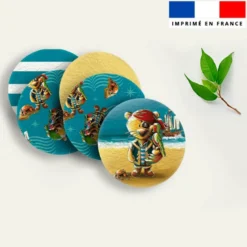 Coupon lingettes lavables rondes motif lion pirate - Création Stillistic