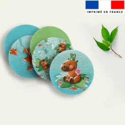 Coupon lingettes lavables rondes motif capybara - Création Stillistic
