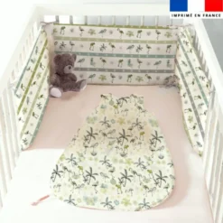 Coupon motif flamant coco vert - Gigoteuse et Tour de Lit - Création Lili Bambou Design
