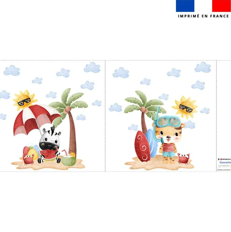 Coupon oreiller imprimé animaux d'été
