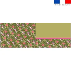 Coupon oreiller imprimé mini lapin printanier vert kaki - Création Stillistic