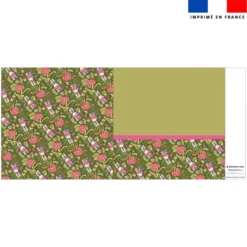 Coupon oreiller imprimé mini lapin printanier vert kaki - Création Stillistic