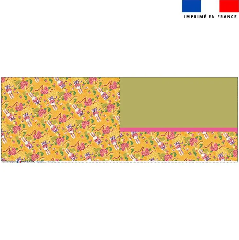 Coupon oreiller imprimé mini lapin printanier jaune - Création Stillistic