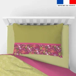 Coupon oreiller imprimé mini lapin printanier framboise - Création Stillistic