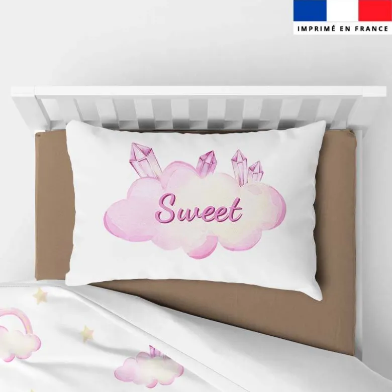 Coupon oreiller imprimé sweet flamant rose