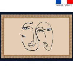 Coupon paréo beige motif visages
