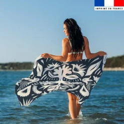 Coupon paréo motif symétrique bleu