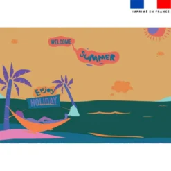 Coupon paréo motif welcome summer vert
