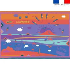 Coupon paréo motif welcome summer bleu